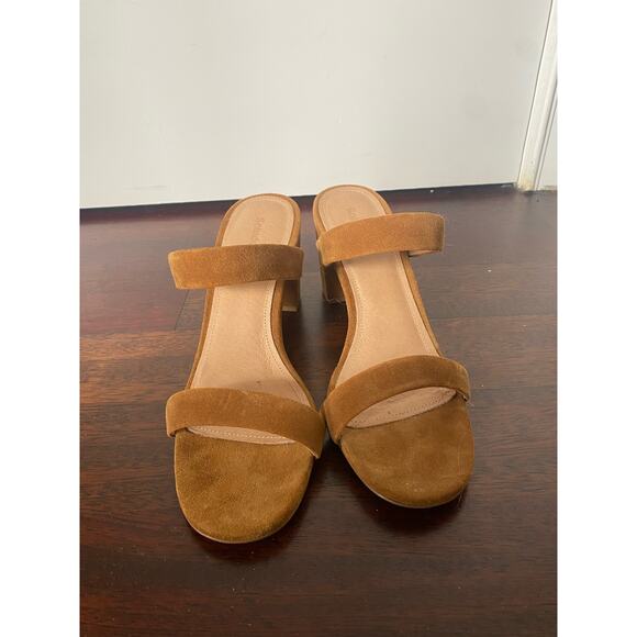 Soludos Ines Walnut Tan Suede Leather Heels Slip On Block Heel Strap Sandals 8 - Picture 8 of 10